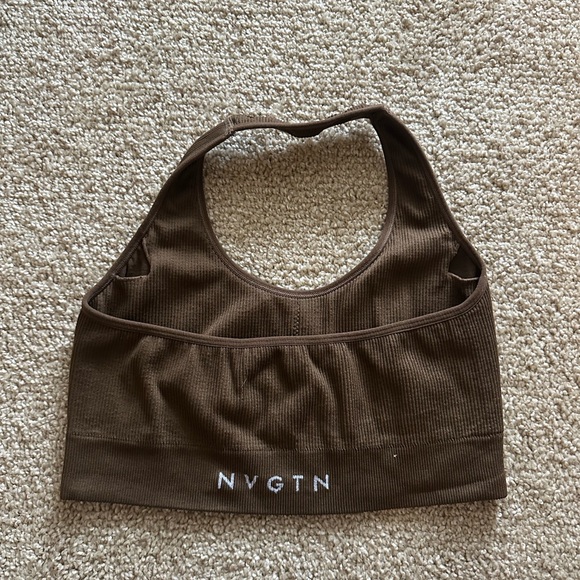 Brown Limitless Ribbed Seamless Halter Bra - Picture 2 of 5